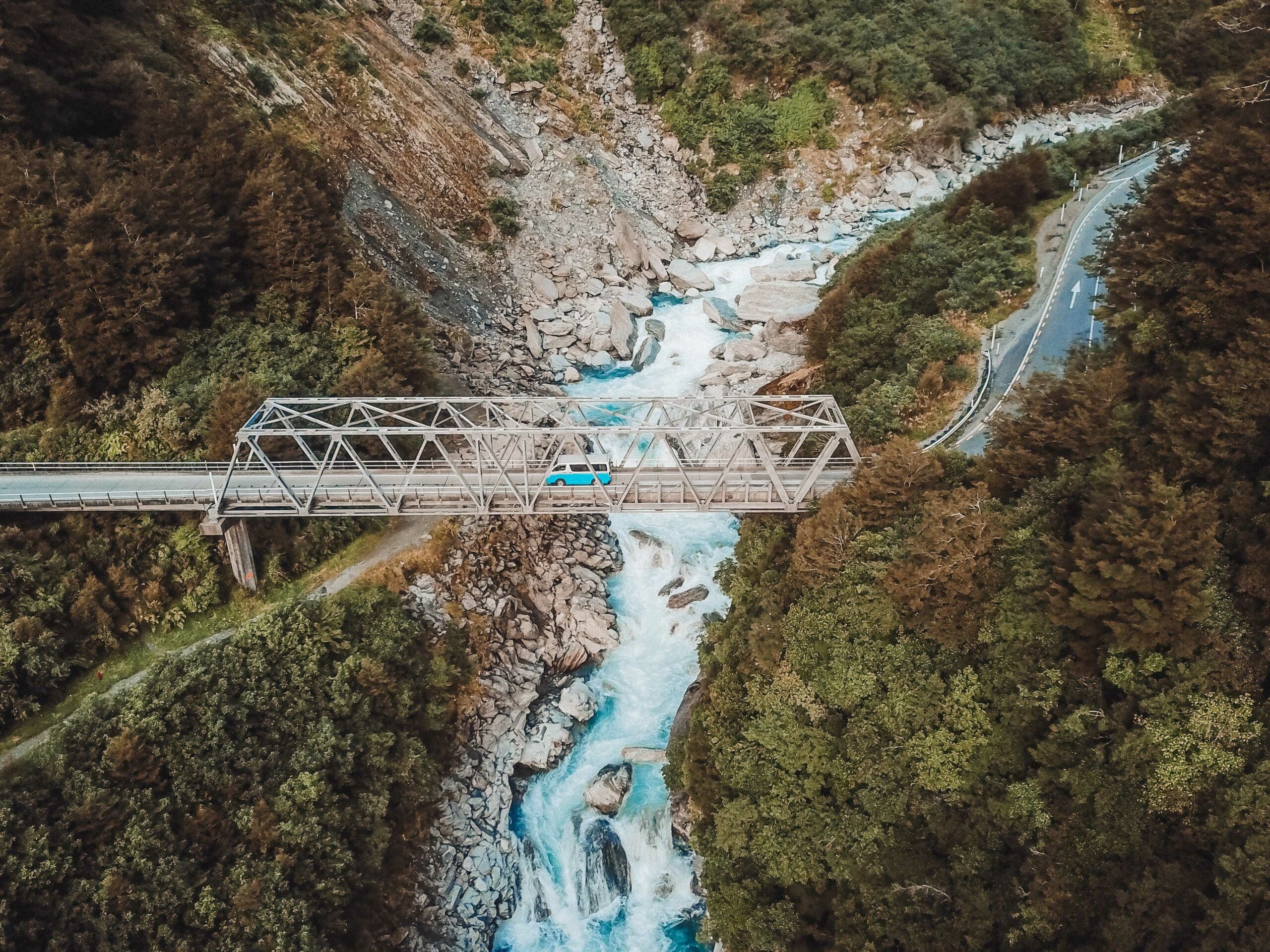 camper on a bridge in new zealand